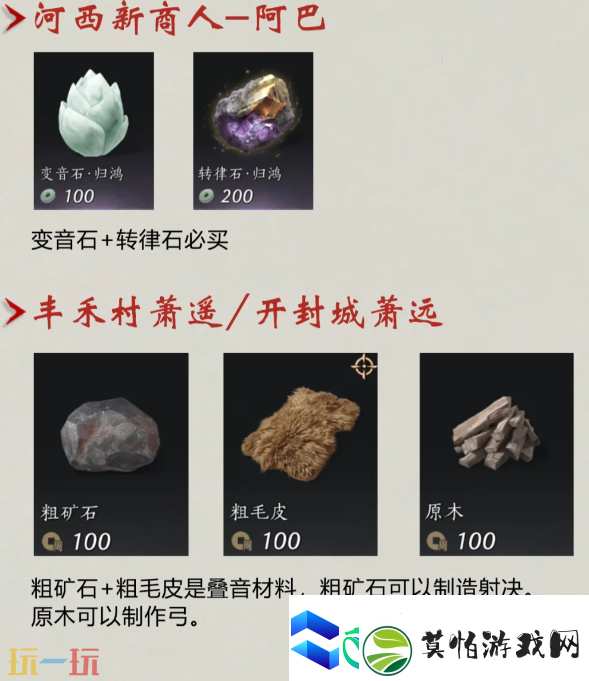 燕云十六声河西版本每周有什么必买材料